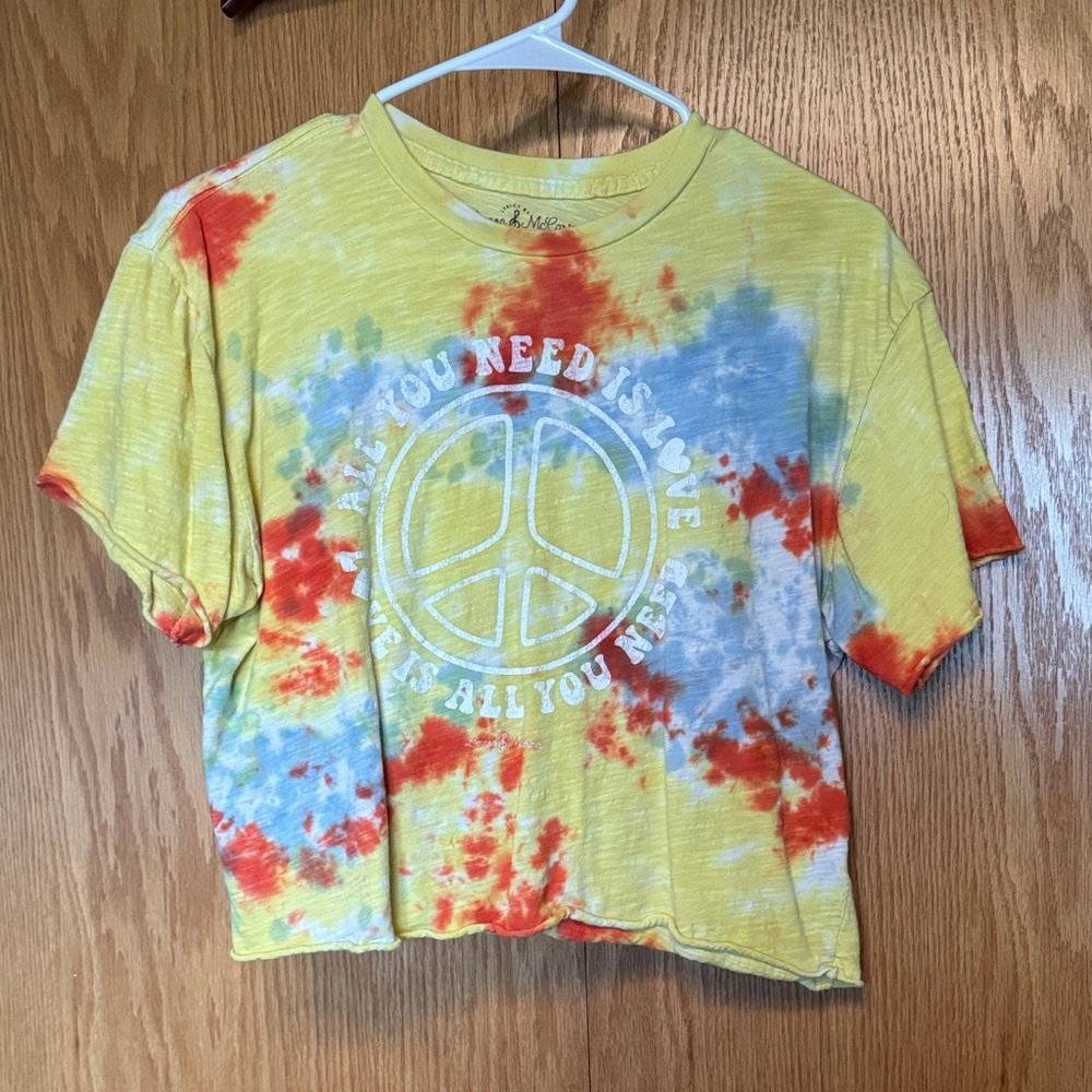 Original Retro Brand Yellow Tie-Dye Crop Top